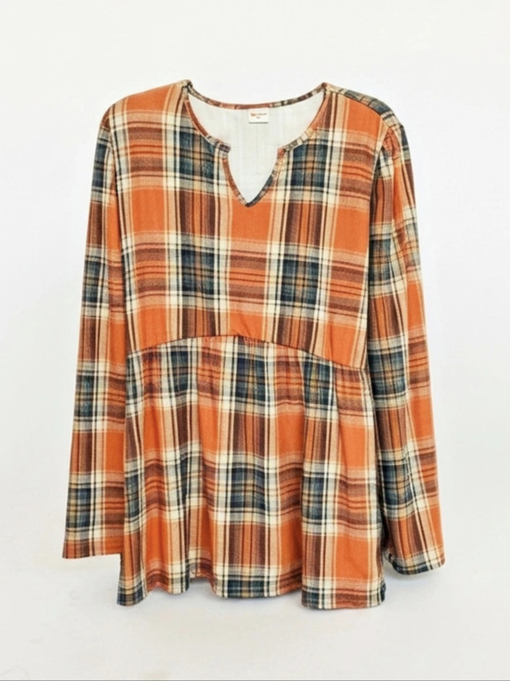 Women's Orange Plaid Tunic -New Fall Look